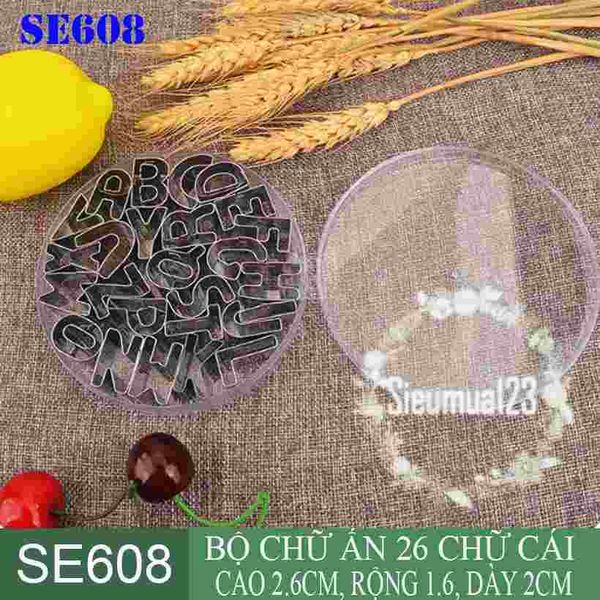 Bộ 26 khuôn ấn inox cắt chữ cao 2,6cm ( SE608 )