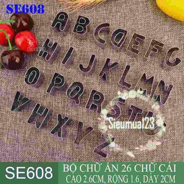 Bộ 26 khuôn ấn inox cắt chữ cao 2,6cm ( SE608 )