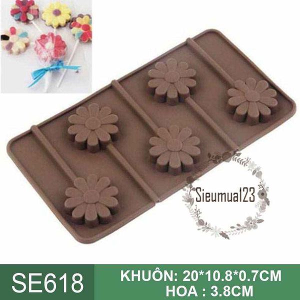Khuôn silicon làm kẹo que : Khuôn 5 hoa cúc ( SE618 )