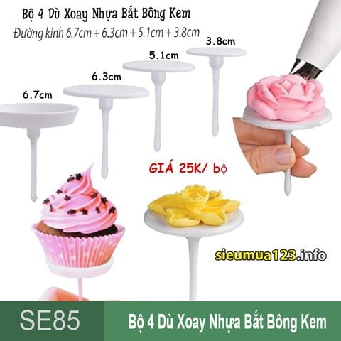 Bộ 4 Dù Xoay Nhựa Bắt Bông Kem ( SE85 )