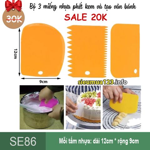 Bộ 3 miếng nhựa phết kem và tạo vân bánh ( SE86 )