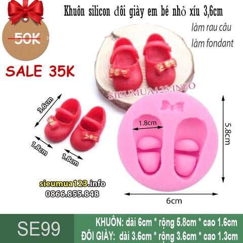 Khuôn silicon đôi giày em bé nhỏ xíu 3,6cm ( SE99 )