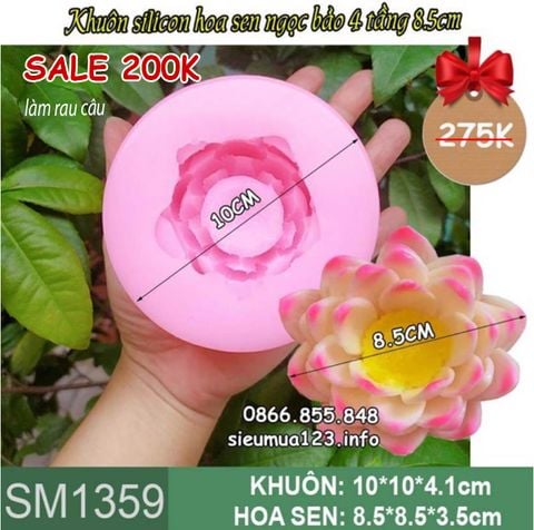 Khuôn silicon hoa sen ngọc bảo 4 tầng 8,5cm ( SM1359 )