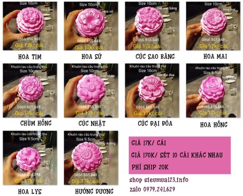 Khuôn Nhựa Rau Câu Trung Thu Hồng 17k/ cái ( SM1841 ) mẫu 2024