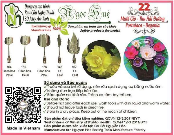 Bộ 5 kim rau câu 3d hoa mười giờ và hoa thu hải đường ( set 22 )