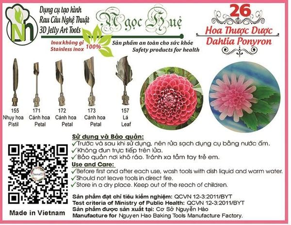 Bộ 5 kim rau câu 3d hoa thược dược ( set 26 )