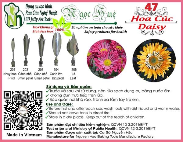 Bộ kim rau câu 3d hoa cúc ( set 47 )