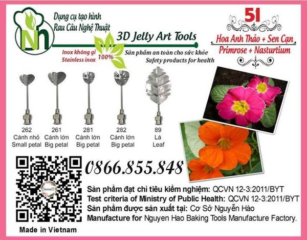 Bộ kim làm rau câu 3d hoa anh thảo & hoa sen cạn ( set 51 )