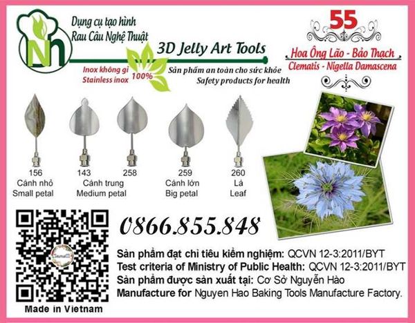 Bộ kim làm rau câu 3d Hoa Ông Lão & Hoa Bảo Thạch ( set 55 )