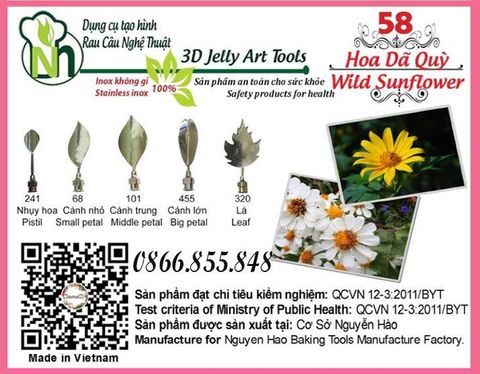 Bộ kim làm rau câu 3d Hoa Cúc Dã Quỳ Đà Lạt ( set 58 )