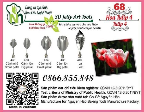 Bộ kim làm rau câu 3d hoa tulip 4 ( set 68 )