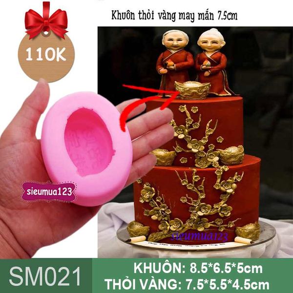 Khuôn silicon thỏi vàng Song Long May Mắn 7,5cm ( SM021 )