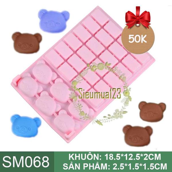 Khuôn silicon làm socola Vỉ 6 mặt gấu Koala và 24 viên mặt gấu đủ kiểu ( SM068 )