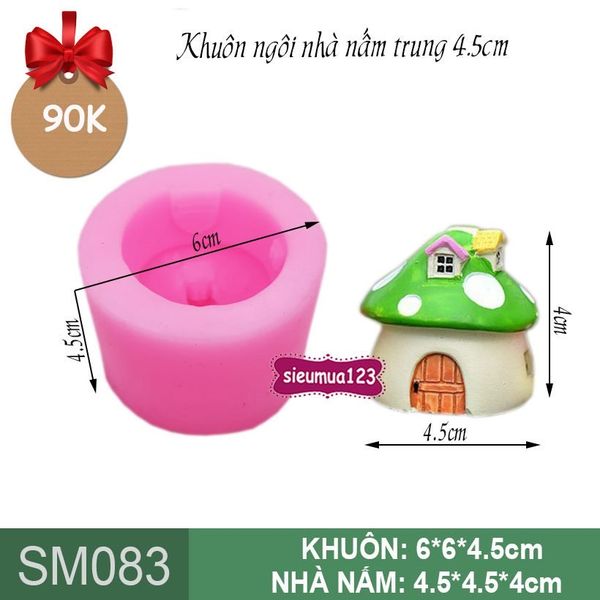 Khuôn silicon ngôi nhà nấm trung 4,5cm ( SM083 )