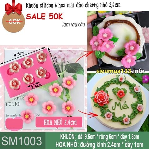 Khuôn silicon 6 hoa mai đào cherry nhỏ 2,4cm ( SM1003 )