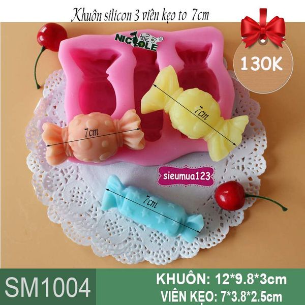 Khuôn silicon 3 viên kẹo to 7cm ( SM1004 )