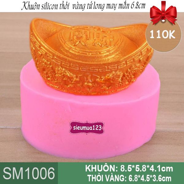 Khuôn rau câu silicon thỏi vàng Tứ Long May Mắn 6.8cm ( SM1006 )