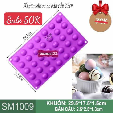 Khuôn Silicon 35 bán cầu 2,5cm ( SM1009 )