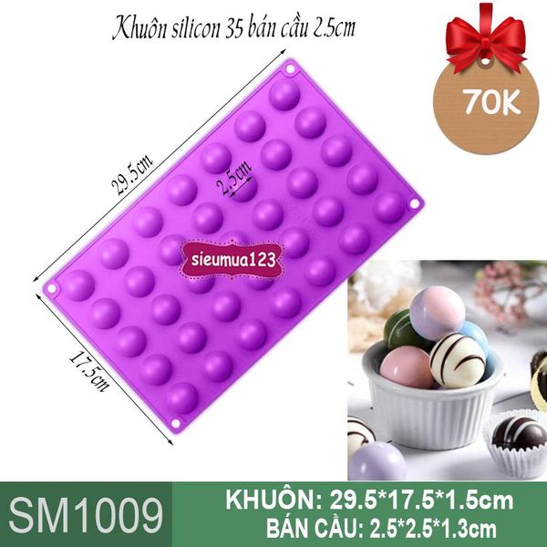Khuôn silicon 35 bán cầu 2,5cm ( SM1009 ) còn nhiều