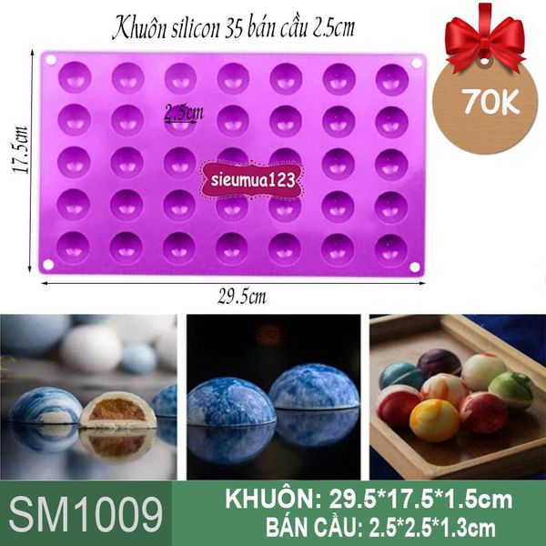 Khuôn silicon 35 bán cầu 2,5cm ( SM1009 ) còn nhiều