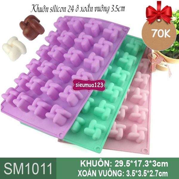 Khuôn silicon 24 xoắn vuông 3,5cm ( SM1011 )