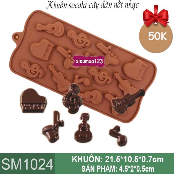 Khuôn silicon socola cây đàn nốt nhạc ( SM1024 )