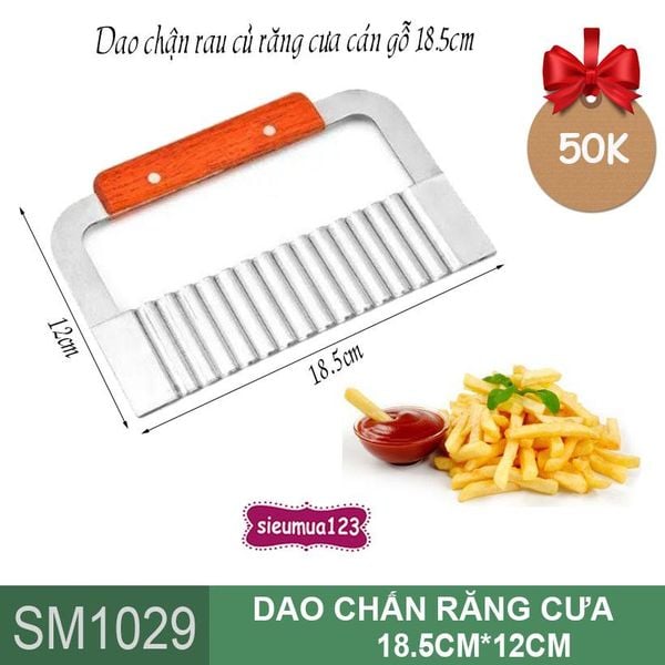 Dao chận lỡ rau củ răng cưa cán gỗ ( SM1029 )