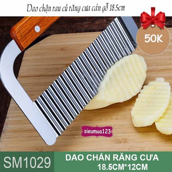 Dao chận lỡ rau củ răng cưa cán gỗ ( SM1029 )
