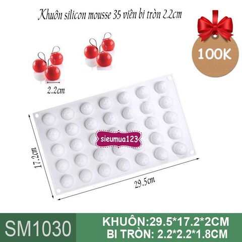 Khuôn silicon mousse 35 viên bi tròn 2,2cm ( SM1030 )