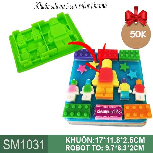 Khuôn silicon 5 robot lego lớn nhỏ ( SM1031 )