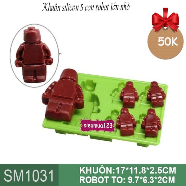 Khuôn silicon 5 robot lego lớn nhỏ ( SM1031 )