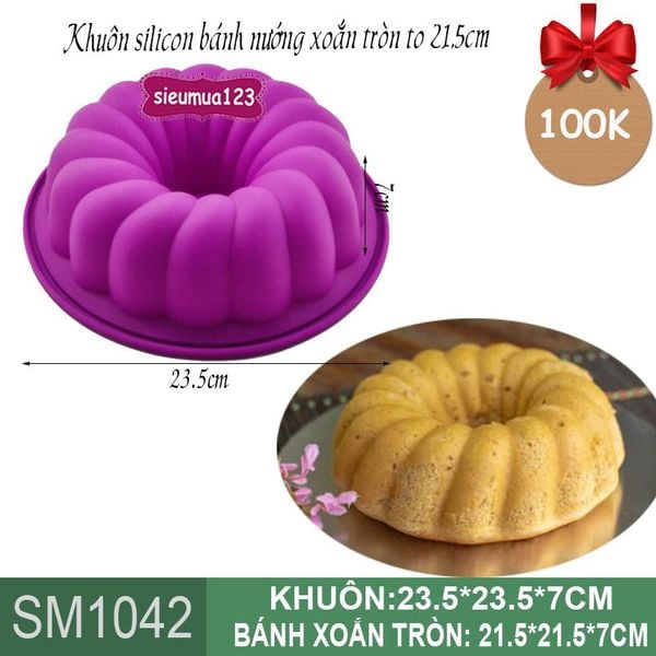 Khuôn silicon làm bánh rau câu tròn xoắn to 21,5cm ( SM1042 ) CÒN NHIỀU