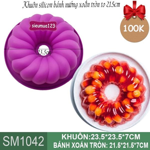Khuôn silicon làm bánh rau câu tròn xoắn to 21,5cm ( SM1042 ) CÒN NHIỀU