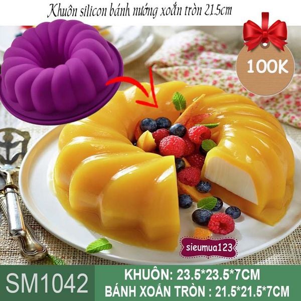 Khuôn silicon làm bánh rau câu tròn xoắn to 21,5cm ( SM1042 ) CÒN NHIỀU