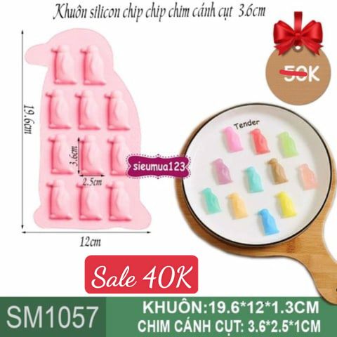 Khuôn silicon chip chip chim cánh cụt 3,6cm ( SM1057 )