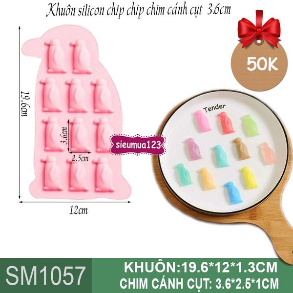 Khuôn silicon chip chip chim cánh cụt 3,6cm ( SM1057 )