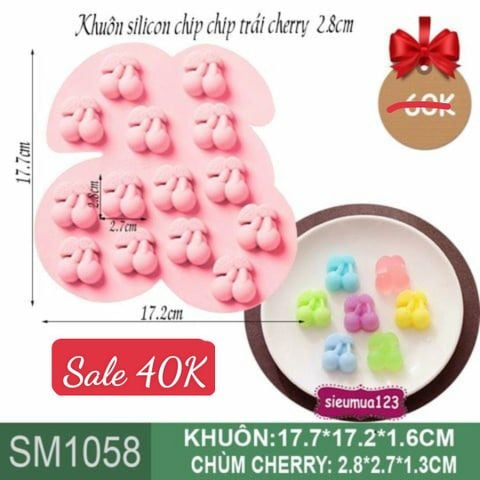 Khuôn silicon chip chip trái cherry 2,8cm ( SM1058 )