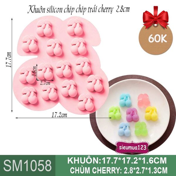Khuôn silicon chip chip trái cherry 2,8cm ( SM1058 )