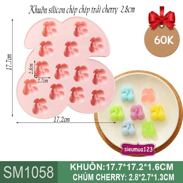 Khuôn silicon chip chip trái cherry 2,8cm ( SM1058 )