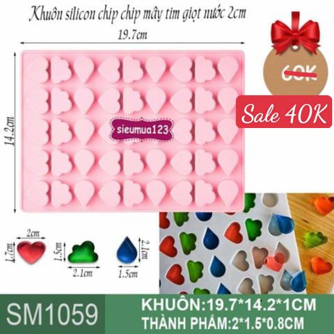 Khuôn silicon chip chip mây tim giọt nước 2cm ( SM1059 )