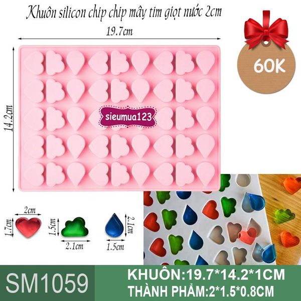 Khuôn silicon chip chip mây tim giọt nước 2cm ( SM1059 )