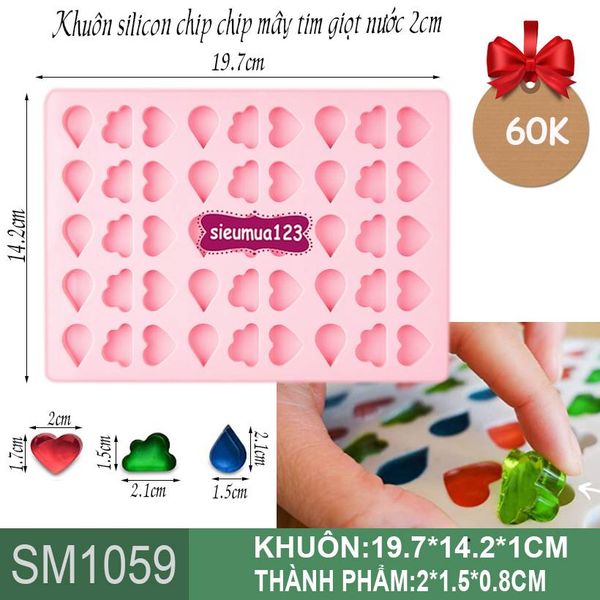 Khuôn silicon chip chip mây tim giọt nước 2cm ( SM1059 )