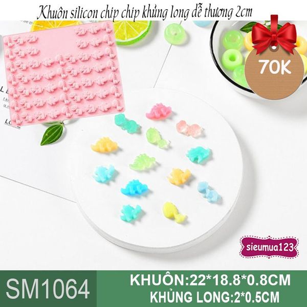 Khuôn silicon chip chip khủng long dễ thương 2cm ( SM1064 )