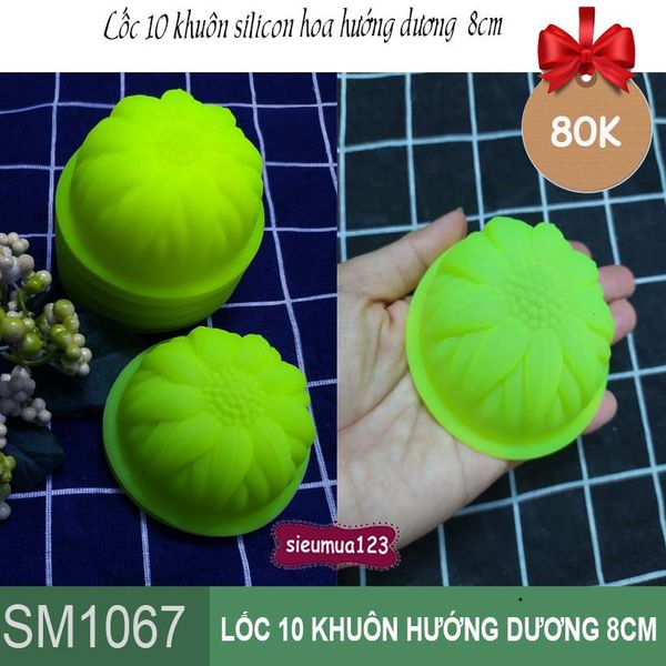 Lốc 10 khuôn silicon hoa hướng dương 8cm ( SM1067 )