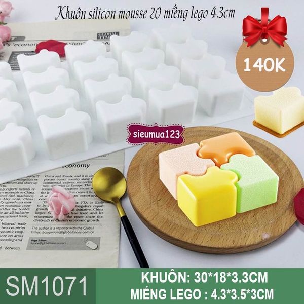 Khuôn silicon mousse 20 miếng lego 4,3cm ( SM1071 ) còn 2 cái