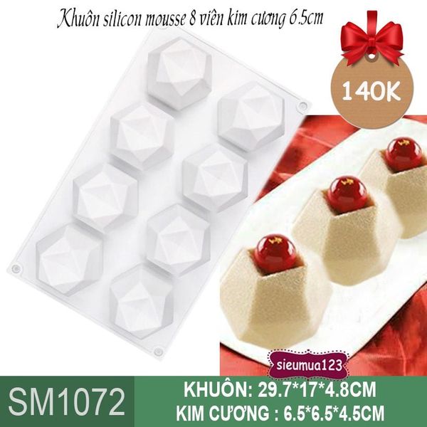 Khuôn silicon mousse 8 viên kim cương 6,5cm ( SM1072 ) còn 2 cái