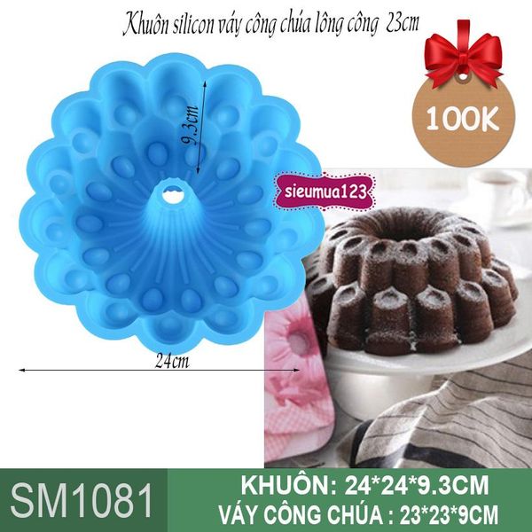 Khuôn silicon váy công chúa lông công 23cm ( SM1081 )