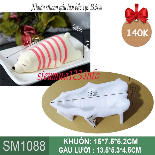 Khuôn rau câu silicon con gấu lười bắc cực 13,5cm ( SM1088 )