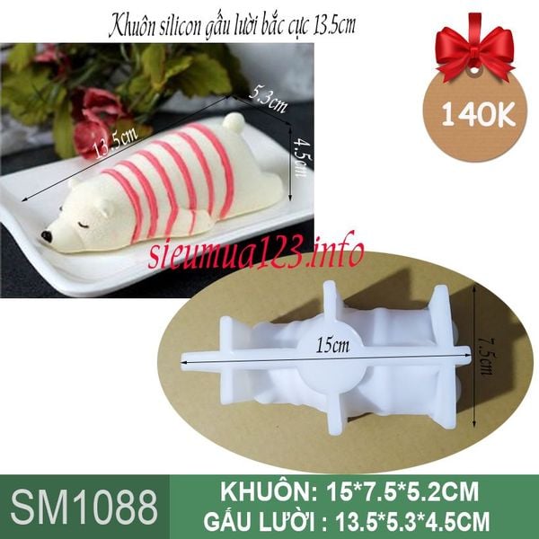 Khuôn rau câu silicon con gấu lười bắc cực 13,5cm ( SM1088 )