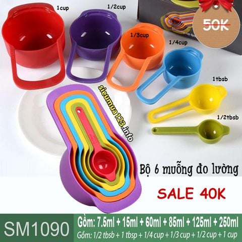 Bộ 6 muỗng đo lường to nhiều màu ( SM1090 )